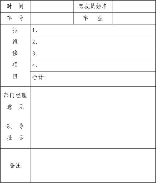 车辆维修审批表